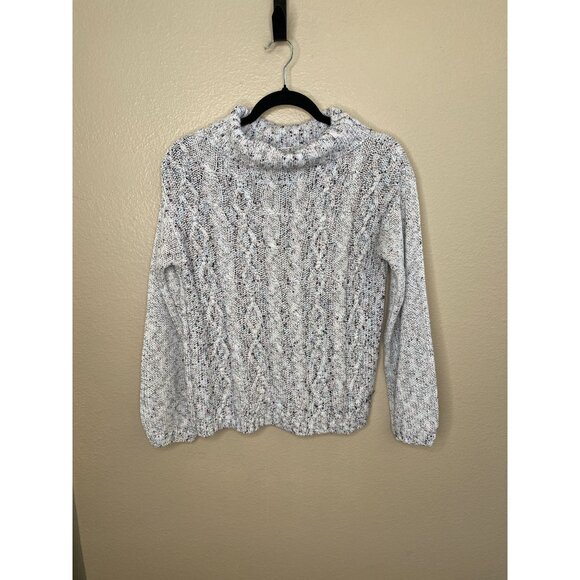Soho New York & Company Womens Cable Knit Sweater M Long Sleeve Marled Gray - Picture 3 of 7